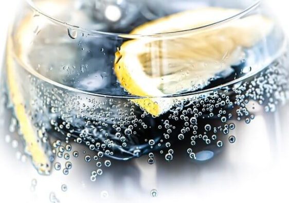 water with a slice of lemon