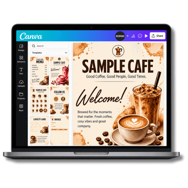 600x600 coffee shop canva laptop mockup transparent comp