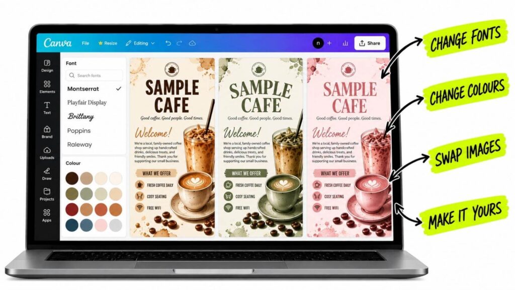 coffee shop canva laptop mockup comp