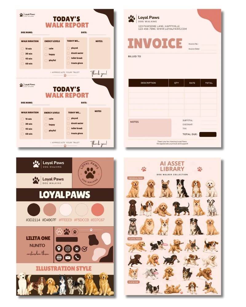 Dog Walker Collection dog walker invoice ai assets 4 pages mockup 800x1000 c