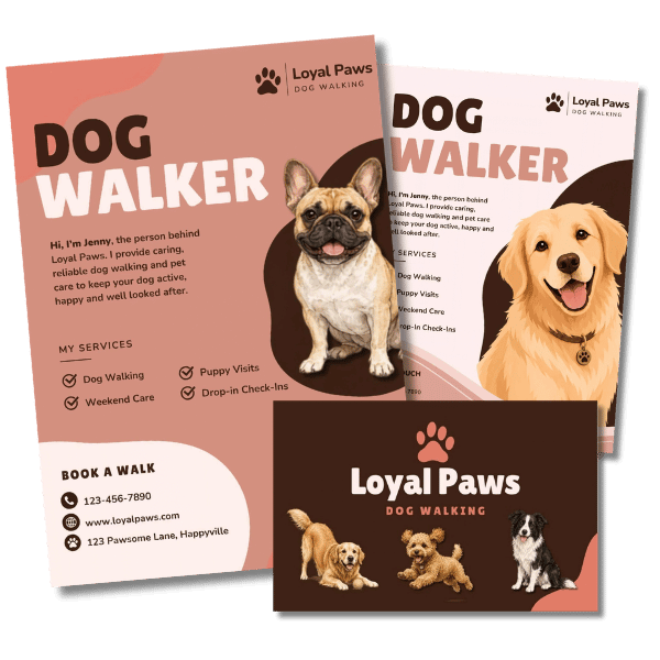 dog walker mockup leaflets 600x600