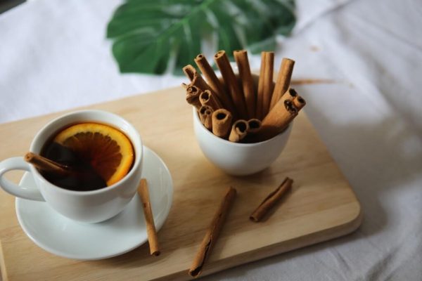 cup of tea with cinnamon sticks