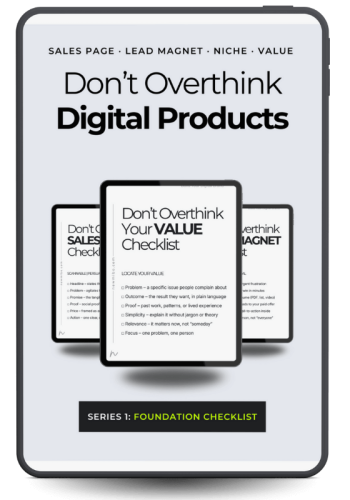 don't overthink digital products series 1 tablet mock up